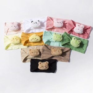 Lot de 11 bandeaux bébé en maille avec animaux en peluche mignons et tissu côtelé