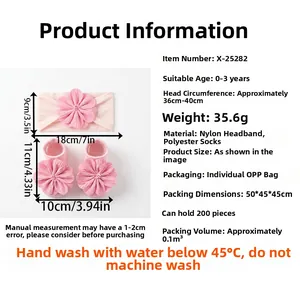 Baby-Stirnband und Socken-Set mit rosa 3D-Blume aus weichem, elastischem Nylon
