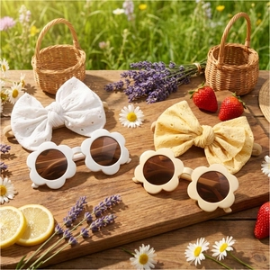 Ensemble bandeau bébé avec nœud et lunettes fleur pour pique-nique d'été princesse