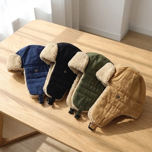 Winter-Fliegermützen für Babys in vier Farben mit warmem Fleecefutter und Canvas-Stoff