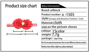 Tableau des tailles pour bandeau bébé avec fleur de 12cm et détails techniques