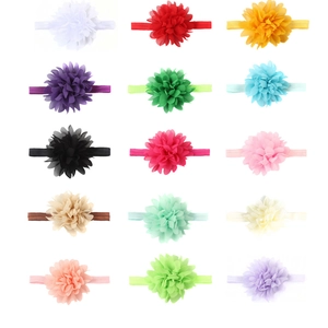 Set di 15 fasce per capelli con fiori in chiffon colorati ed elastici per neonati