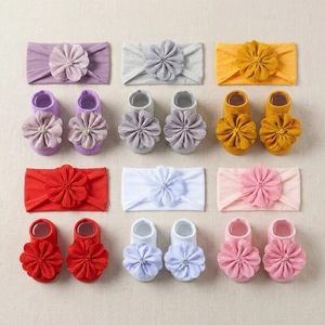 Baby Mädchen Blumen Stirnband Und Socken Set Weiches Polyester Nylon Band Blume Haarband Boden Socken Set Für Säugling Kleinkind Geburtstag Geschenk