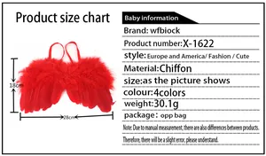 Size guide for red feather angel wings newborn photography prop 28x18cm specifications