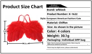 Detailed specs for red baby angel wings showing 28x18cm dimensions and 30g weight