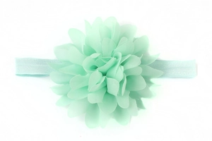 Dettaglio fascia per neonati in chiffon verde menta con morbida banda elastica morbida