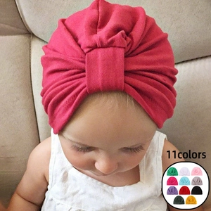 Bonnet Turbant pour Bébé avec Nœud Bohème Polyester Douce Élastique Bandeau Nourrisson Style Indien pour Photographie Quotidienne