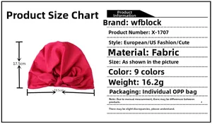 Size chart for baby rabbit ear knot hat showing 17.5cm height and 19.5cm width dimensions