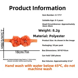 Spécifications détaillées du bandeau bébé avec fleurs en mousseline orange