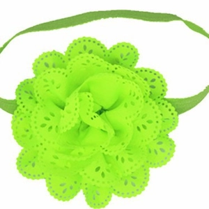 Neon grünes elastisches Baby-Stirnband mit lasergeschnittener Blume für Kleinkinder