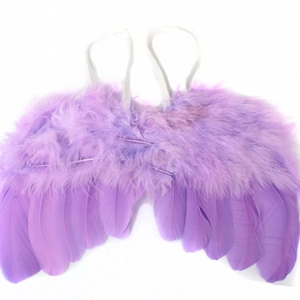 Light purple angel feather wings photo prop for infant photography with elastic straps