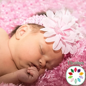 Bandeau Fleur en Mousseline Élastique pour Bébé Fille Tissu Doux Fait Main Floral Accessoire Cheveux pour Nourrissons Nouveau-nés Tout-petits