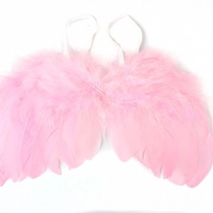 Pink feather angel wings for photography props with white elastic straps for infants
