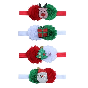 Set di quattro fasce natalizie per neonati con fiori in tulle e motivi a tema