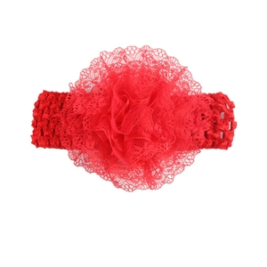 Rotes Baby-Stirnband mit Spitzenblume und elastischem Strickband für Kleinkinder