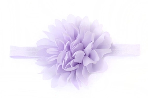 Fascia per neonati con fiore in chiffon lavanda e nastro elastico per bambine