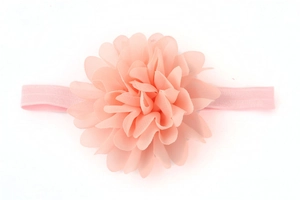 Fascia per neonati con fiore di chiffon rosa e morbida banda elastica larga