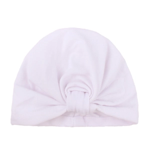 Turbante suave rosa claro para bebé con nudo bohemio para bebés y niños pequeños