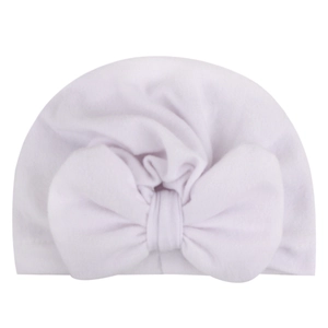 Gorro de bebé suave con gran lazo doble en color rosa púrpura muy claro