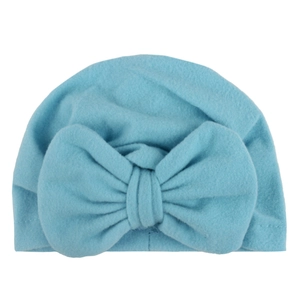 Turbante suave azul claro para bebé con lazo grande para recién nacidos y niños