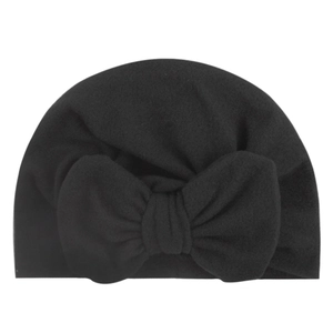 Turbante negro para bebé con un gran lazo decorativo para recién nacidos