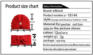 Guide des tailles pour ensemble bonnet en tricot rouge et bandeau à nœud bébé