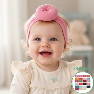 Bandeau Bébé Élastique Doux Avec Nœud Donut Couleur Unie Turban Nourrisson Accessoires de Cheveux pour Nouveau-nés Fillettes
