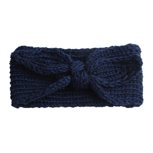 Fascia per neonati in maglia con grandi orecchie da coniglio in lana blu navy