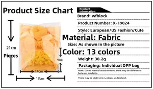 Size chart showing soft nylon baby headband with chiffon flower dimensions 18x21cm
