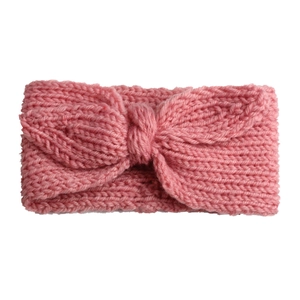 Fascia per neonati in maglia rosa con un morbido fiocco a forma di orecchie di coniglio