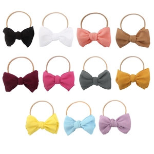 Set of 11 colorful nylon baby headbands with cute soft fabric bows for infants