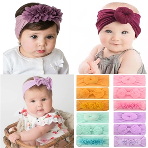 Infant Elastic Headband Fabric Bow Flower Knot Hair Band Comfortable Soft Toddler Accessories For Girls Baby Headwear