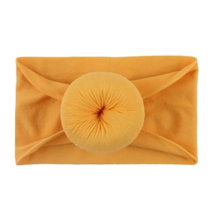 Bandeau souple jaune vif en nylon pour bébé avec un nœud donut 3D au style élégant