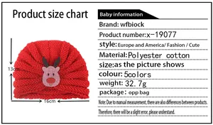 Tableau des tailles avec dimensions pour bonnet de Noël rouge pour bébé avec renne
