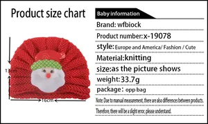 Guida alle taglie per cappello natalizio bimbo in maglia con altezza 13cm e larghezza 16cm