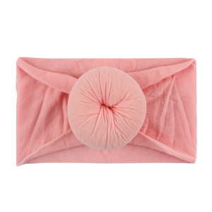 Bandeau souple en nylon pour bébé rose clair avec décoration mignonne en forme de donut