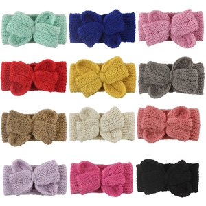 Lot de 12 bandeaux en tricot avec nœuds pour bébés en plusieurs couleurs vives