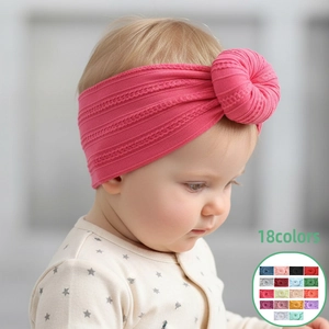 Baby Girls Elastic Nylon Headband Soft Donut Knot Ribbed Hair Band Newborn Infant Toddler Hair Accessories For Everyday Wear