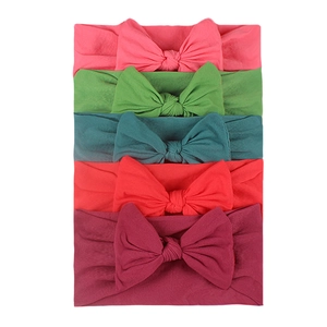 Dettagli di cinque fasce per neonati in nylon morbido con grandi fiocchi in vari colori