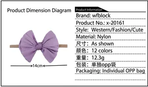 Detailansicht eines lila Nylon-Babystirnbands mit Rippenstruktur und 14 cm Breitenangabe