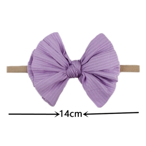 Bandeau à nœud élastique violet clair pour bébés en maille côtelée douce, largeur 14 cm