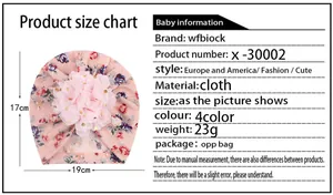 Size chart showing dimensions for a baby turban hat with height 17cm and width 19cm