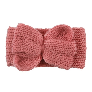 Bandeau bébé en tricot rose avec un gros nœud central élégant pour nourrissons