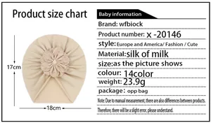 Tabella delle taglie per turbante neonato con dimensioni 17x18cm e tessuto morbido in seta