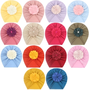 Turbanti morbidi per neonati con decoro floreale in 14 vari colori per bambini