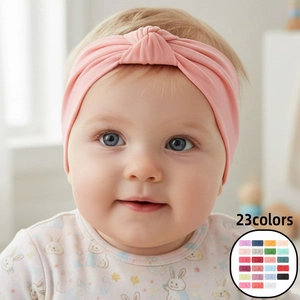 Soft Polyester Knotted Baby Headband Solid Color Double Layer Tied Hair Band For Newborn Infant Toddler Kids Photography Props Daily Accessory