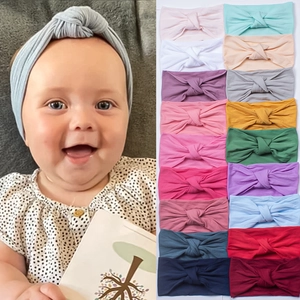20-piece baby nylon headband set with soft double-layered knot design in assorted colors