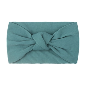 Teal nylon wide knotted headband for baby girls with soft stretch knit fabric
