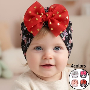 Baby Turban Hat Cute Floral Print Mesh Bow Pullover Hat Soft Polyester Infant Fetal Cap For Newborn Baby Girls Accessory