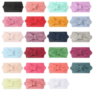Set de 23 diademas de nylon para bebé en colores lisos con lazos suaves y elásticos